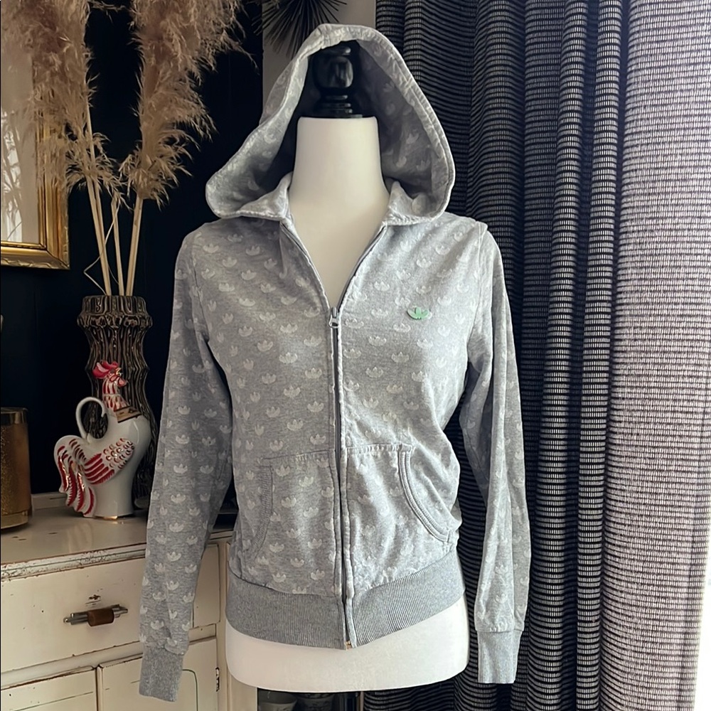 Adidas Women's Gray Logo Hoodie Jacket